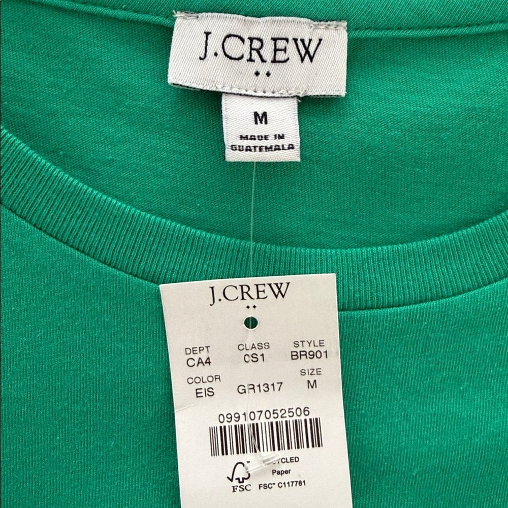 J Crew 100% Cotton T-Shirt Mini Dress Green Size Medium Short Sleeve NWT - Picture 4 of 8
